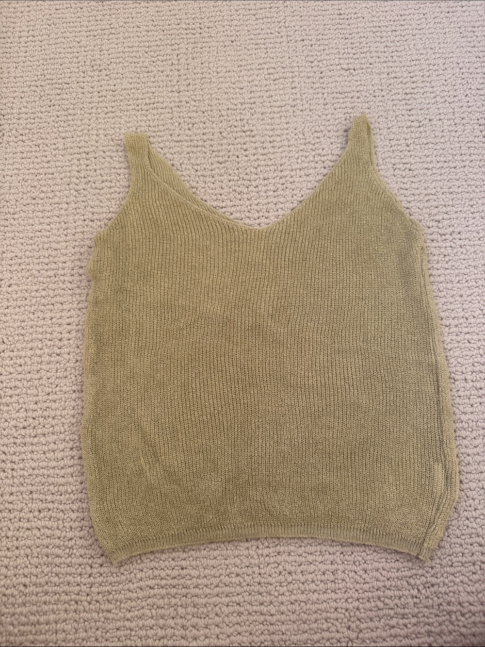 V-Neck Knit Tank Top in light Olive Green